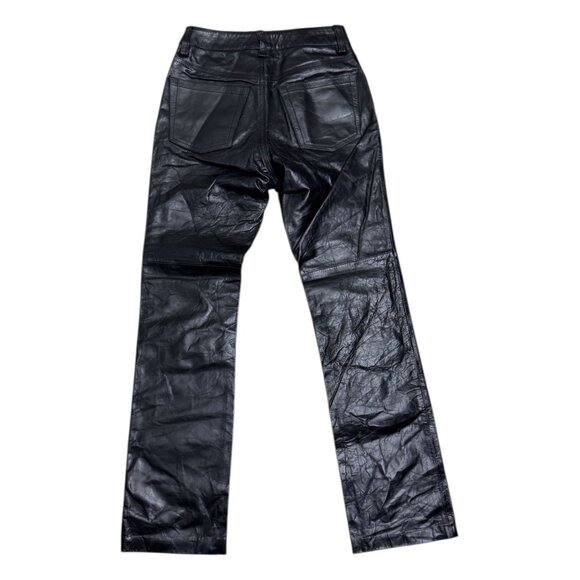 GAP Vintage Y2K Bootcut GENUINE LEATHER Straight Motorcycle Biker Pants Womens 0 - Picture 2 of 7